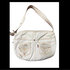 ✨Authentic Levi Quality Clothing White Sparkled Denim Adjustable Shoulder Bag✨